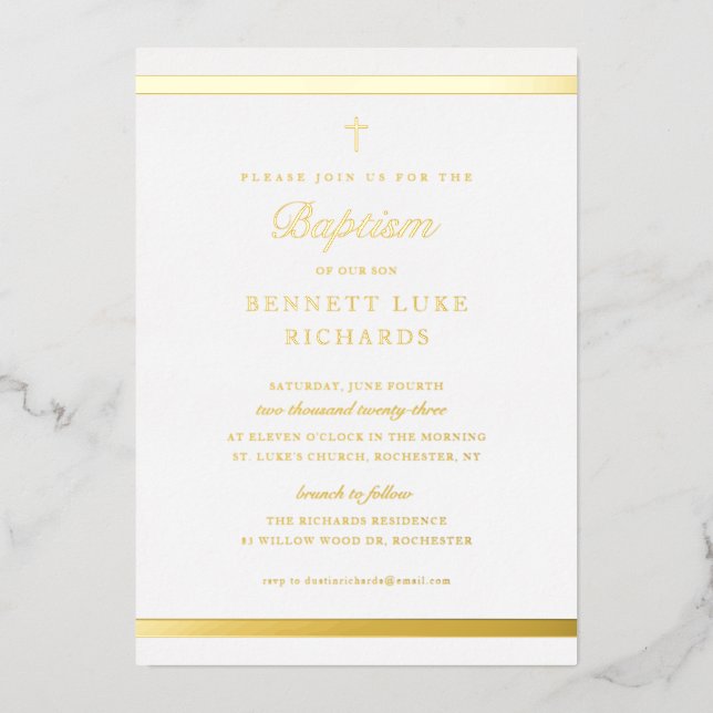 Modern Elegance Boys Baptism Gold (Front)