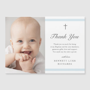 Modern Elegance Boys Baptism Thank You Card
