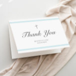 Modern Elegance Boys Baptism  Thank You Card<br><div class="desc">The classic stripe baptism thank you card is modern and clean featuring soft blue stripes and a cross on the front. The inside has a photo and personalised message from the family. Grey customisable type allows you to change all of the information on the card to your liking. Perfect for...</div>