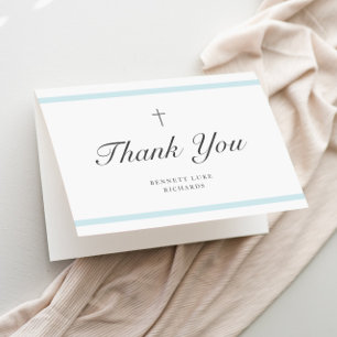 Modern Elegance Boys Baptism Thank You Card