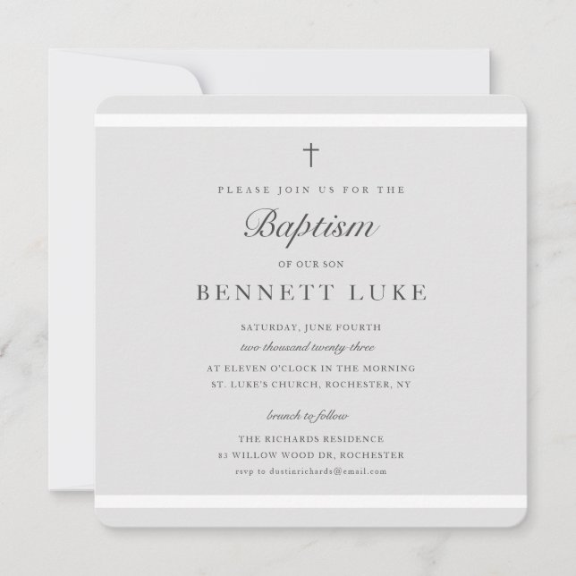 Modern Elegance Boys or Girls Baptism Invitation (Front)