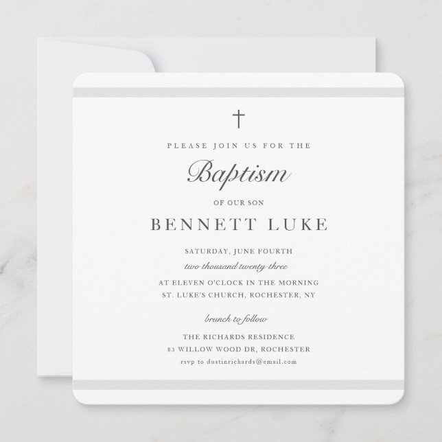 Modern Elegance Boys or Girls Baptism Invitation (Front)
