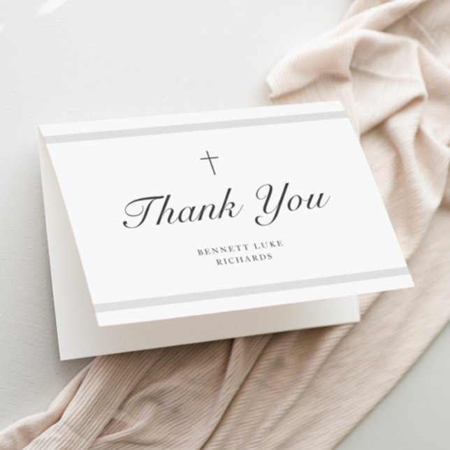 Modern Elegance Boys or Girls Baptism Thank You Card (Gender Neutral photo baptism thank you card.)