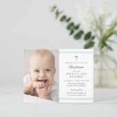 Modern Elegance Boys Photo Baptism Invitation Postcard (Standing Front)