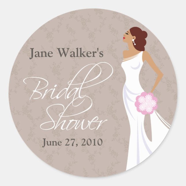 Modern Elegance Bridal Shower Sticker (Front)
