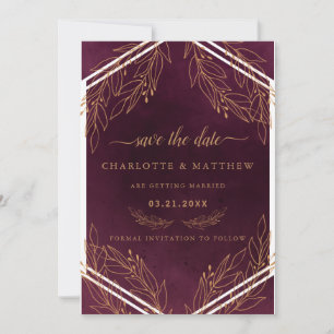 Modern Elegance Burgundy and Gold Save The Date