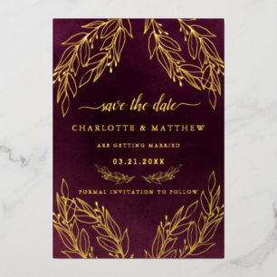 Modern Elegance Burgundy Save The Date