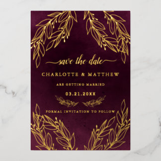 Modern Elegance Burgundy Save The Date