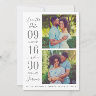 Modern Elegance Charcoal Gray Wedding Photo Save The Date