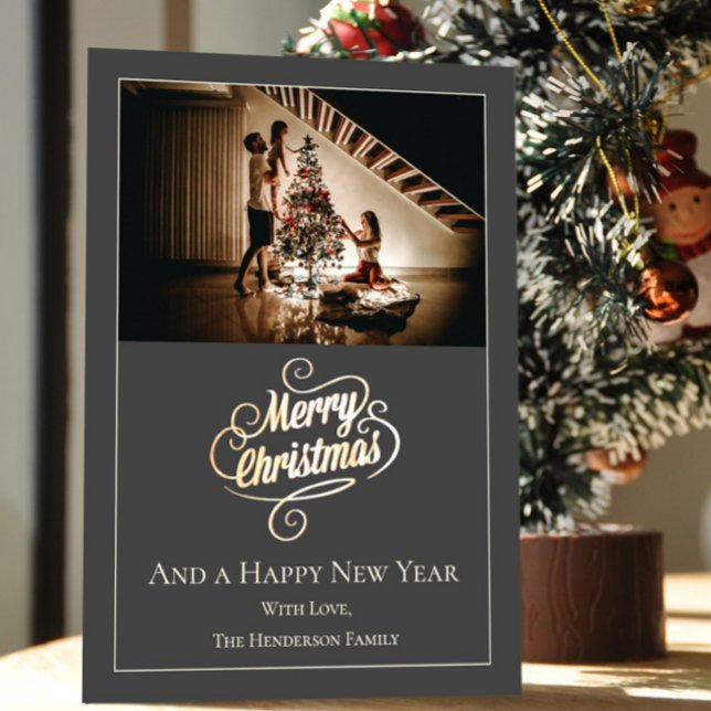 Modern Elegance Christmas Photo | Grey Holiday Card (Creator Uploaded)