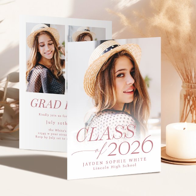 Modern Elegance Class of 2026 Photo Graduation Invitation (Modern Elegance Class of 2026 Photo Graduation Invitation)