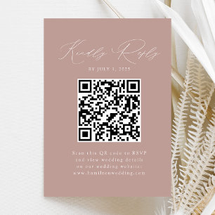 Modern Elegance Dusty Rose QR Code RSVP Enclosure Card