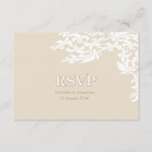 Modern Elegance Ecru Fleur de Lis RSVP Card