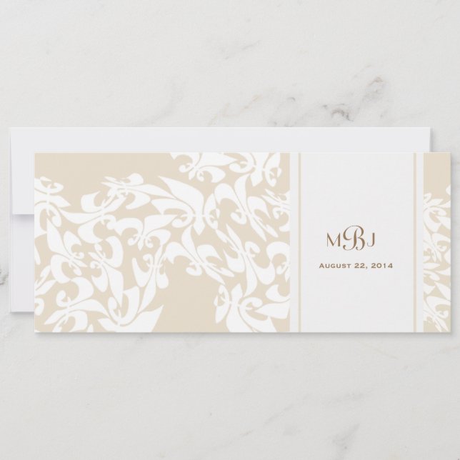 Modern Elegance Ecru Fleur de Lis Wedding Invitation (Front)