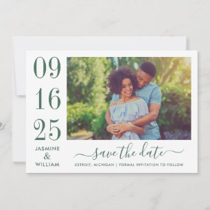 Modern Elegance Emerald Green Wedding Photo Save The Date