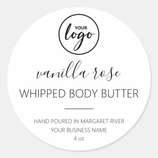 Modern Elegance Font Body Butter Logo Labels (Front)
