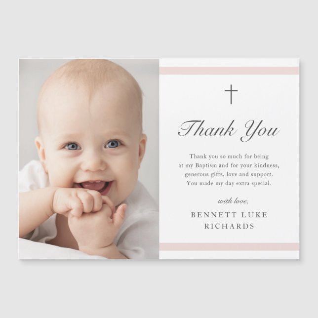 Modern Elegance Girls Baptism Thank You Card (Front)