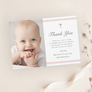 Modern Elegance Girls Baptism Thank You Card