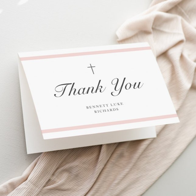 Modern Elegance Girls Baptism Thank You Card (Girls photo baptism thank you card.)