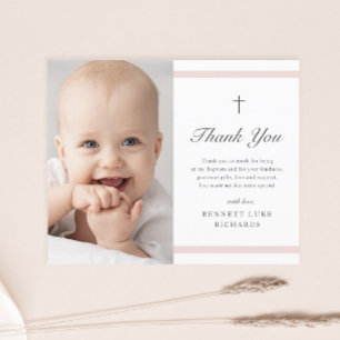Modern Elegance Girls Baptism Thank You Postcard