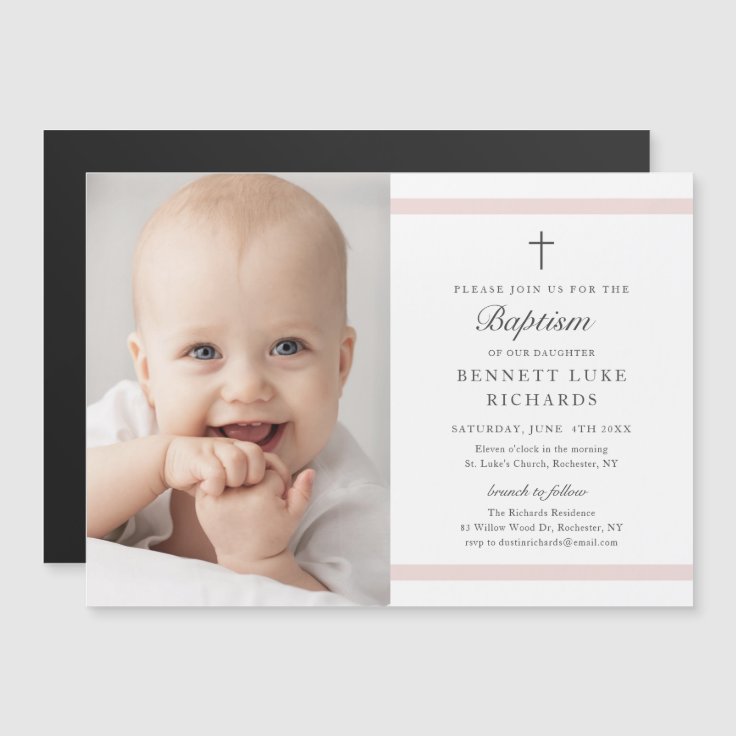 Modern Elegance Girls Photo Baptism Invitation Zazzle