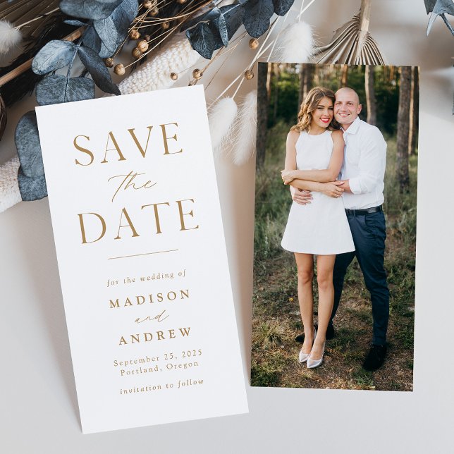 Modern Elegance Gold Photo Save the Date (Creator Uploaded)