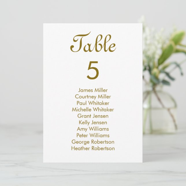 Modern Elegance Gold Table Number Seating (Standing Front)