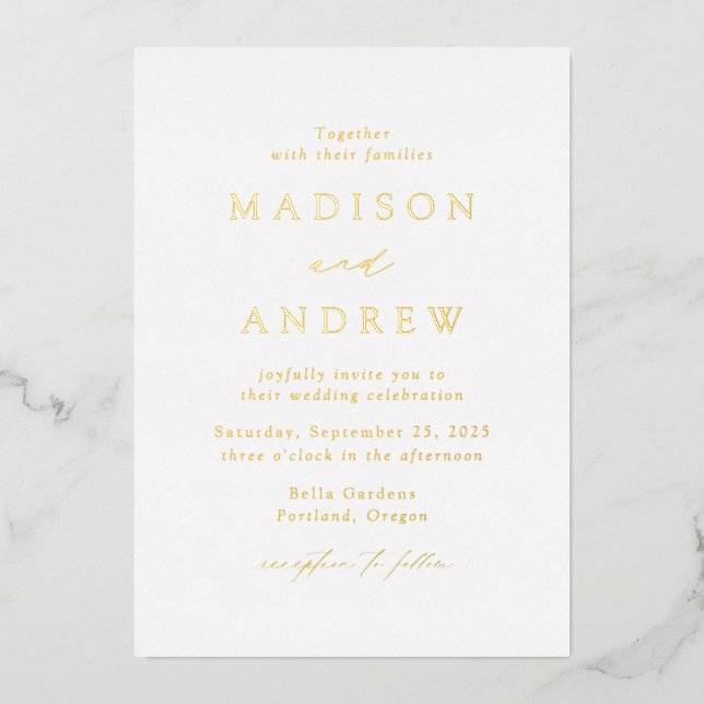 Modern Elegance Gold Wedding Foil Invitation (Front)