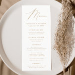 Modern Elegance Gold Wedding Menu<br><div class="desc">Simple and elegant wedding menu featuring "Menu" displayed in a modern gold script with a white background or colour of your choice. Personalise the gold wedding menu by adding your names,  wedding date,  and menu information. Designed to coordinate with our Modern Elegance wedding collection.</div>