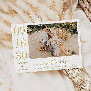 Modern Elegance Gold Wedding Photo Save The Date