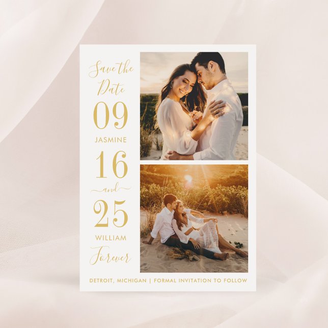 Modern Elegance Gold Wedding Photo Save The Date (Creator Uploaded)