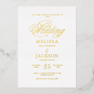 Modern Elegance golden Wedding Foil Invitation