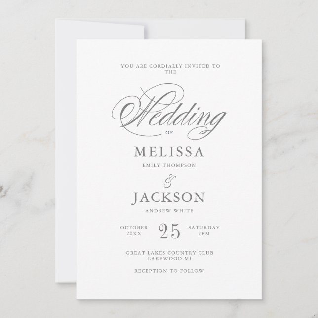 Modern Elegance golden Wedding Wedding Invitation (Front)