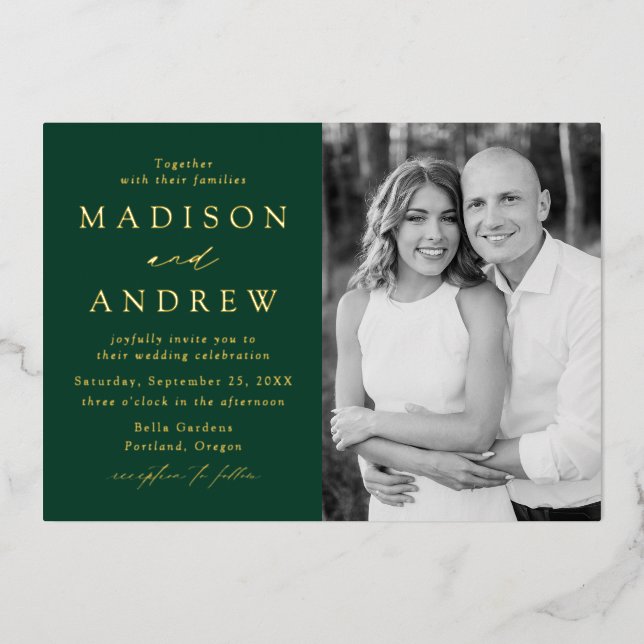 Modern Elegance Green and Gold Photo Wedding (Front)