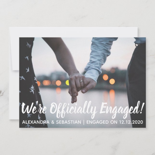 Modern Elegance Holiday Engaged Flat Holiday Card (Front)