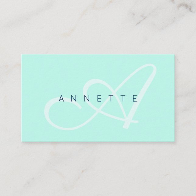 Modern elegance in green turquoise business card (Front)