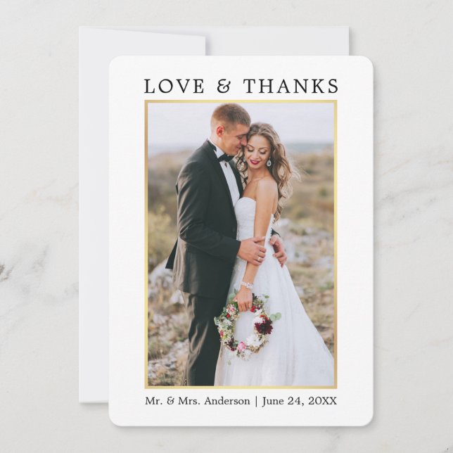 Modern Elegance Love and Thanks Wedding Thank You Card (Front)