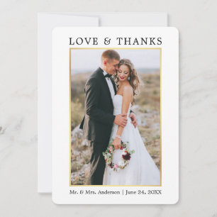 Modern Elegance Love and Thanks Wedding Thank You Card