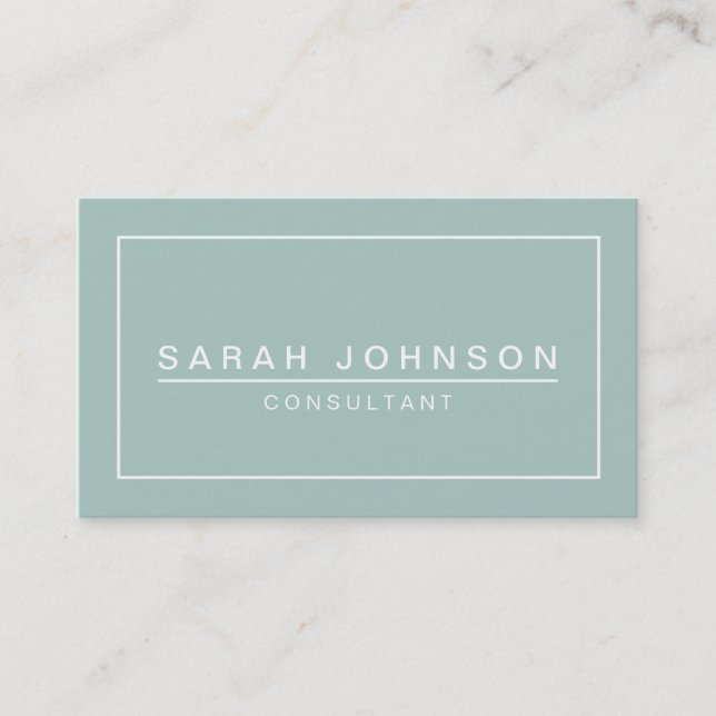 Modern Elegance Mint Green Business Card (Front)