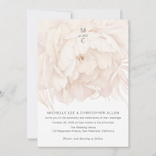 Modern elegance peony in beige-garden wedding invi invitation