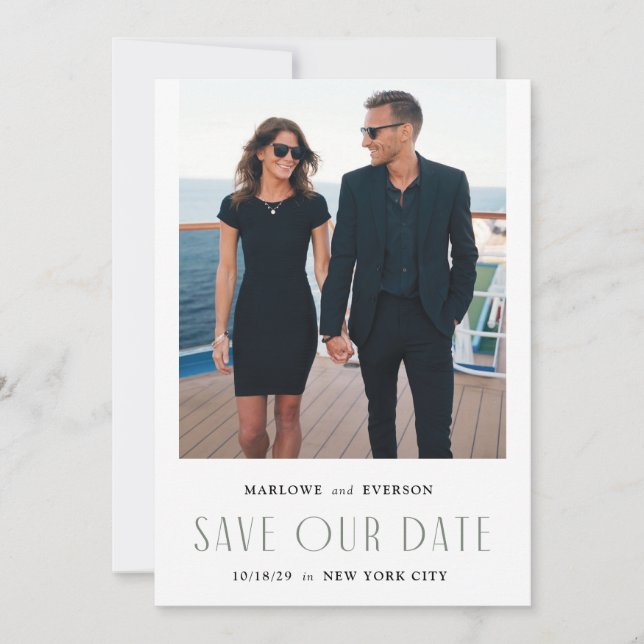 Modern Elegance Photo Save the Date Card (Front)