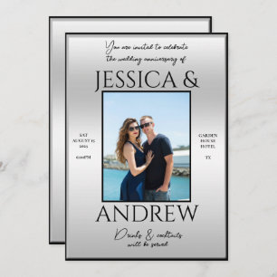 Modern Elegance Photo Wedding Anniversary Invitation