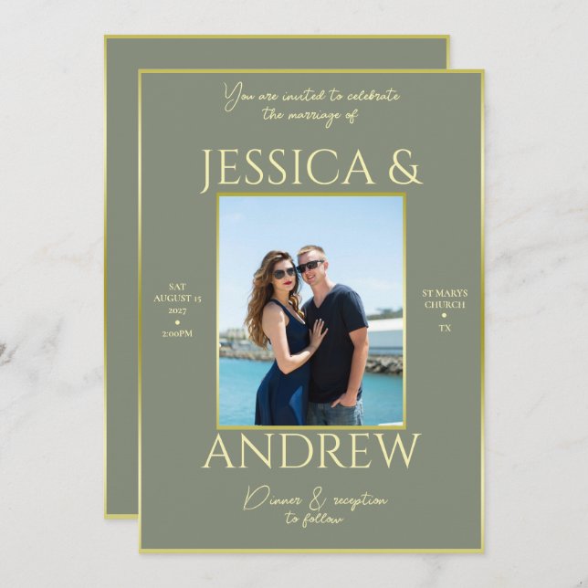 Modern Elegance Photo Wedding Invitation (Front/Back)