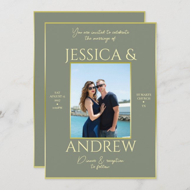 Modern Elegance Photo Wedding Invitation (Front/Back)