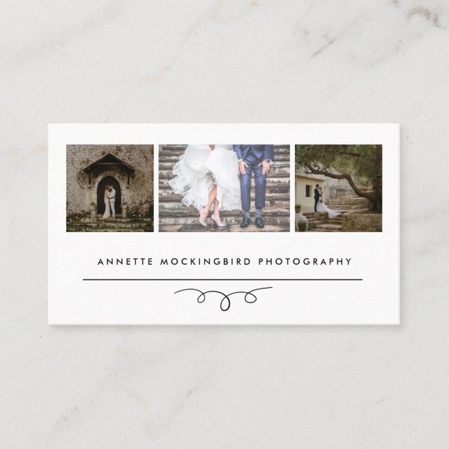 Modern Elegance |  Photography Three Photos Business Card (Front)
