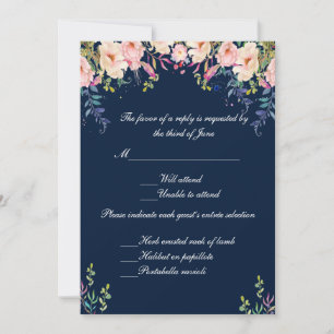 Modern Elegance Pink Floral Botanical Response Invitation