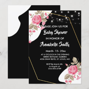 Modern Elegance Pink Floral string li Baby Shower Invitation