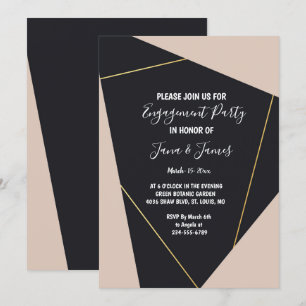 Modern Elegance Pink Floral string lig Engagement Invitation