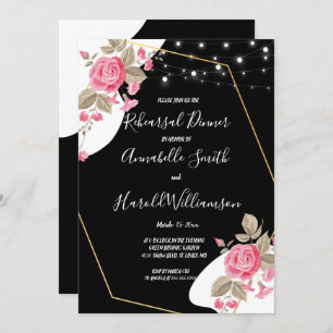 Modern Elegance Pink Floral stringRehearsal Dinner Invitation