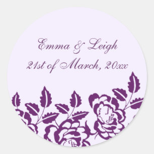 Modern Elegance Purple Rose Envelope Sticker